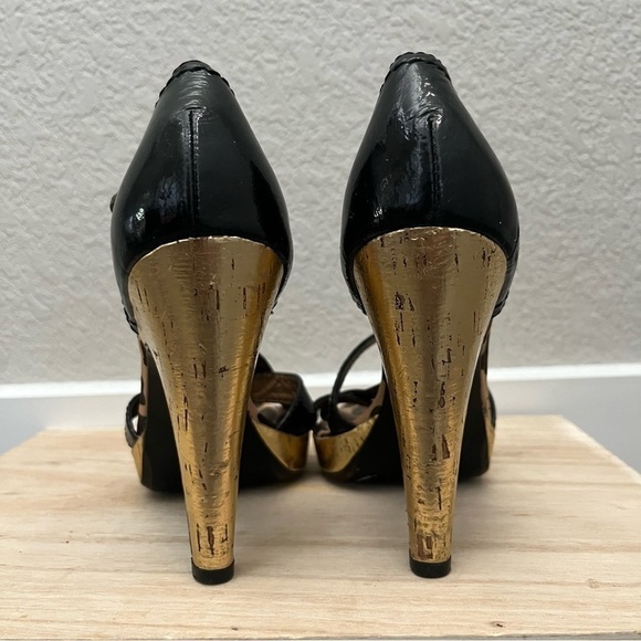 Coach Brown & Gold Cheetah Lined High Pump Heels 6.5 - Picture 3 of 6
